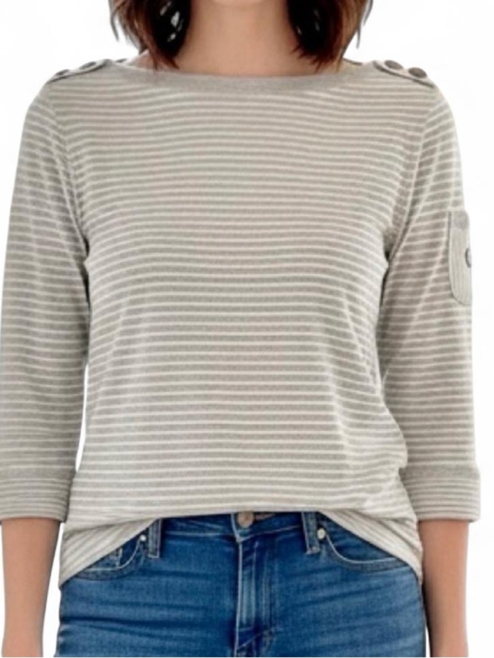 Ralph Lauren  Grey Striped Long Sleeve Top